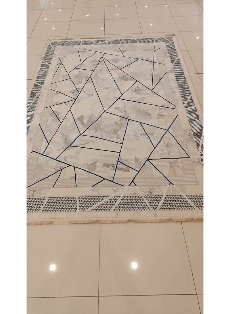 سجادة فيزون كريمية اللون، مقاس 150×220 سم - سجادة تركية عصرية - صنع في تركيا - Image 5